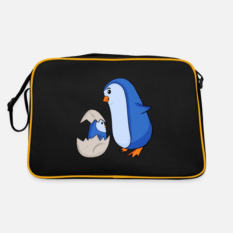 Pinguin mit Baby Pinguin Retro Tasche