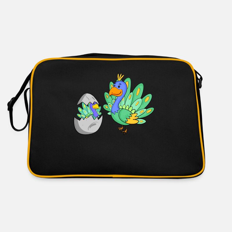 Peacock with baby peacock Retro Bag