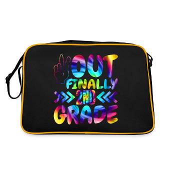 Peace Out Endlich Grundschüler Der 2. Klasse - Retro Tasche - Schwarz/Gold - Hinten