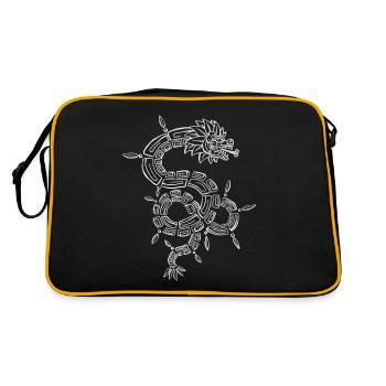 Quetzalcoatl Aztekische Maya Gefiederte Schlange - Retro Tasche - Schwarz/Gold - Hinten