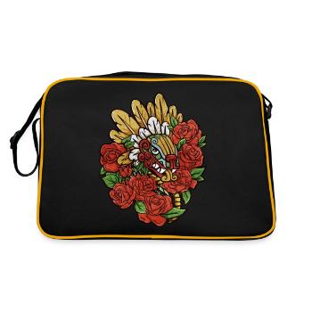 Quetzalcoatl Rosen Antike aztekische Schlange Maya - Retro Tasche - Schwarz/Gold - Hinten