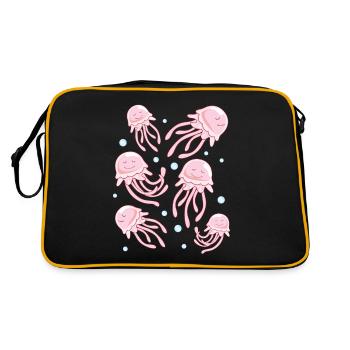 Jellyfish Lover Quallen Quallen Quallen Quallen - Retro Tasche - Schwarz/Gold - Hinten