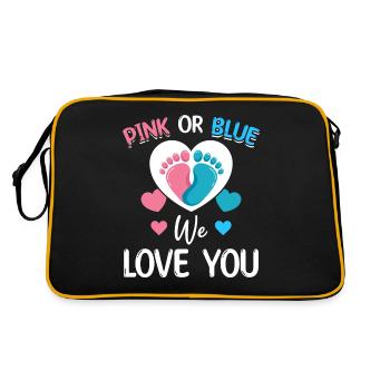 Shower de bébé rose ou bleu We Love You - Sac Retro - noir/or - Dos