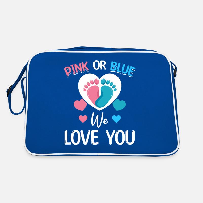 Pink oder Blau We Love You Baby Shower Retro Tasche
