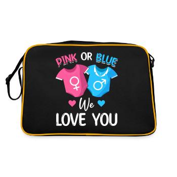Rose ou Bleu Nous T’aimons Bébé Garçon Fille - Sac Retro - noir/or - Dos