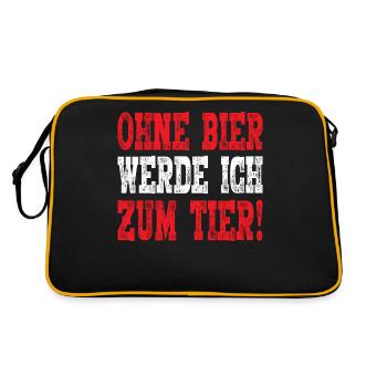 Ohne Bier werd ich zum Tier - Retro Tasche - Schwarz/Gold - Hinten