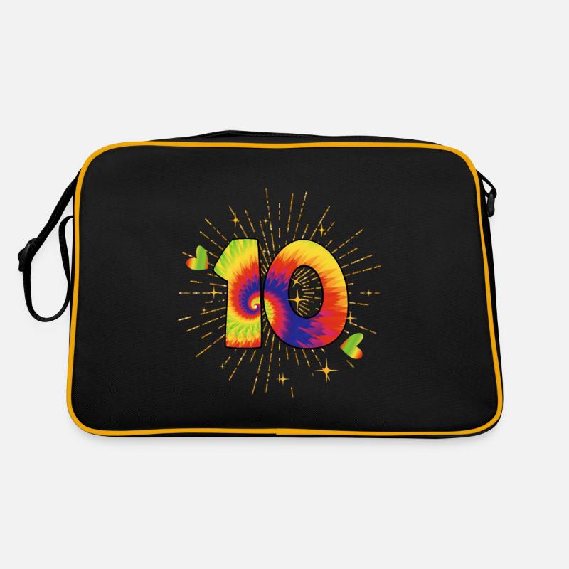 Tie-dye 10. Geburtstagsfeier 10 Jahre Alter - Retro Tasche - Schwarz/Gold
