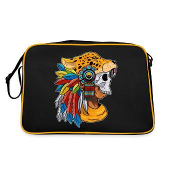 Quetzalcoatl Schädel Aztekenkrieger Maya Inka Tolt - Retro Tasche - Schwarz/Gold - Hinten