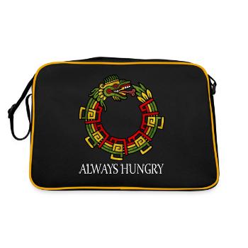 Quetzalcoatl Ouroboros Aztekische Schlange Maya - Retro Tasche - Schwarz/Gold - Hinten
