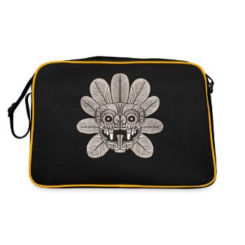 Quetzalcoatl Azteken Gefiederte Schlange Maya Inka - Retro Tasche - Schwarz/Gold - Hinten