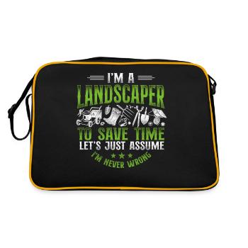 Landscaper Landscaping Landscape - Retro Tasche - Schwarz/Gold - Hinten
