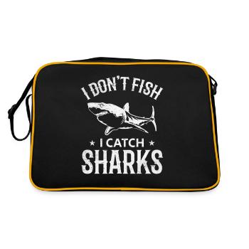 Great White Shark Fishing Ich fische nicht Ich - Retro Tasche - Schwarz/Gold - Hinten