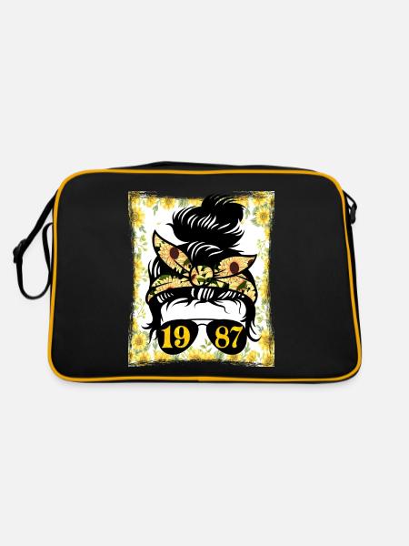 Tournesol Maman Née 1987 Anniversaire - Sac Retro - noir/or - Dos