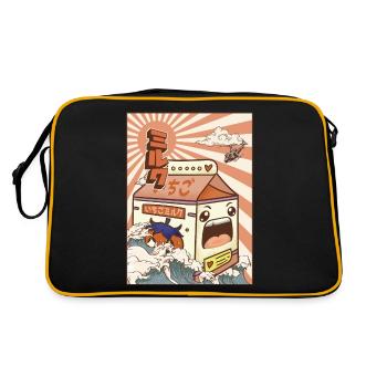 Kaiju Erdbeer-Milchkarton Japanisches Monster Gesc - Retro Tasche - Schwarz/Gold - Hinten