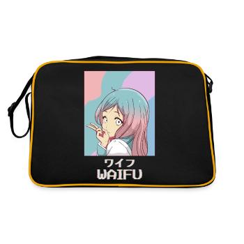 Waifu Anime Girl Japonais Vaporwave Esthétique - Sac Retro - noir/or - Dos