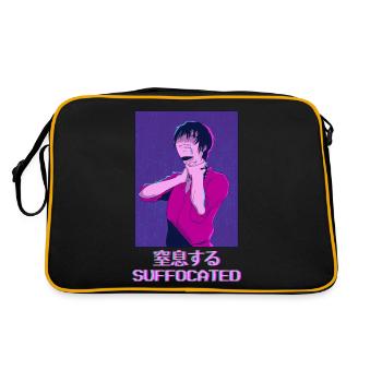 Emo Anime Boy Vaporwave Aesthetically Suffocated Ge - Retro Bag - black/gold - Back