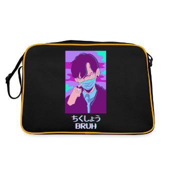 Anime Boy Bruh Japonais Vaporwave Esthétique Ge - Sac Retro - noir/or - Dos
