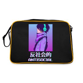 Antisocial Anime Boy Vaporwave Esthétique Ge - Sac Retro - noir/or - Dos