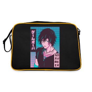 Game Over Anime Boy Jajpanese Vaporwave Aesthetic - Retro Bag - black/gold - Back