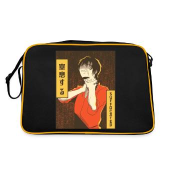 Emo Anime Boy Vaporwave Aesthetically Suffocated Ge - Retro Bag - black/gold - Back