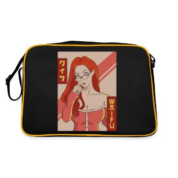 Waifu Anime Girl Japonais Vaporwave Esthétique - Sac Retro - noir/or - Dos