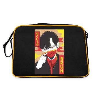 Anime Boy Bruh Japonais Vaporwave Esthétique Ge - Sac Retro - noir/or - Dos