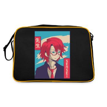 Sensei Anime Boy Japonais Vaporwave Esthétique - Sac Retro - noir/or - Dos