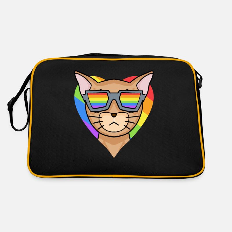 LGBT Katze Abessinierkatze Regenbogen Retro Tasche