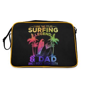 Ich habe zwei Titel Surfing Legend & Dad Surfer - Retro Tasche - Schwarz/Gold - Hinten