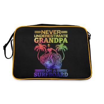 Never underestimate Grandpa on a surfboard - Retro Bag - black/gold - Back