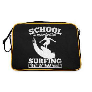 School is important but surfing is important - Retro Bag - black/gold - Back