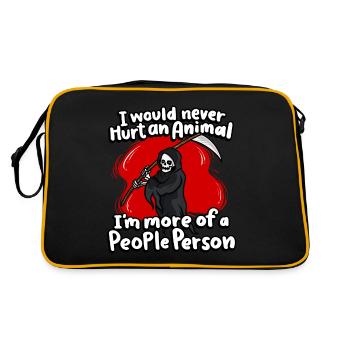 Ich Würde Nie Ein Tier Verletzen, Ich Bin Eher - Retro Tasche - Schwarz/Gold - Hinten