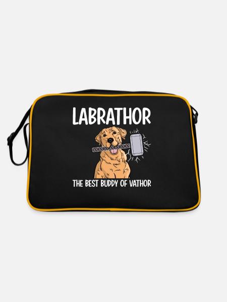 Labrathor Labrador Retriever Golden Retriever - Sac Retro - noir/or - Dos
