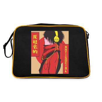 Antisocial Anime Boy Vaporwave Esthétique Ge - Sac Retro - noir/or - Dos