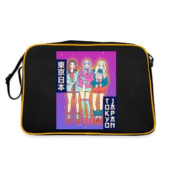 Anime Girl Tokyo Japon Esthétique Japonaise Gesc - Sac Retro - noir/or - Dos