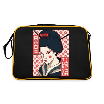 Geisha Tokyo Japon Esthétique Japonaise Affiche Gesc - Sac Retro - noir/or - Dos