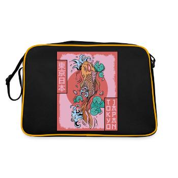 Carpe de poisson Koi Tokyo Japon Esthétique japonaise - Sac Retro - noir/or - Dos