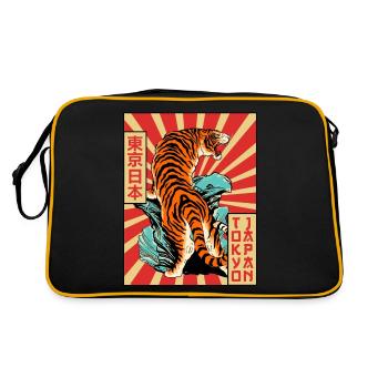 Tiger Tokyo Japon Esthétique Japonaise Affiche Gesch - Sac Retro - noir/or - Dos