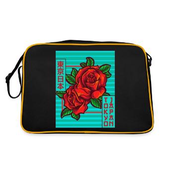 Roses Tokyo Japon Esthétique Japonaise Affiche Gesch - Sac Retro - noir/or - Dos
