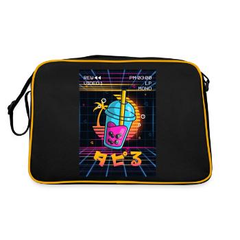 Boba Tea Bubble Tea Vaporwave Aesthetics VCR Geschen - Retro Bag - black/gold - Back