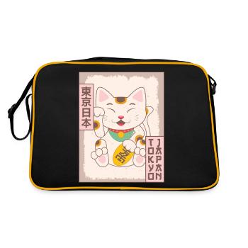 Maneki Neko Cat Tokyo Japon Affiche Cadeau - Sac Retro - noir/or - Dos