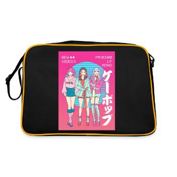 Anime Girl Japonais Vaporwave Esthétique VCR Gesc - Sac Retro - noir/or - Dos