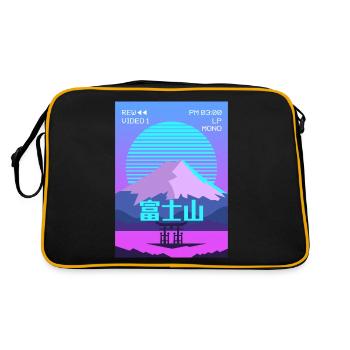 Mt Fuji Fujiyama Torii Vaporwave Esthétique Gesc - Sac Retro - noir/or - Dos
