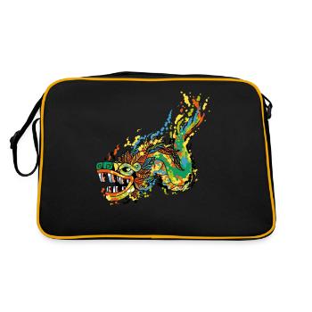 Quetzalcoatl Watercolor Ancient Aztec Snake Gesch - Retro Bag - black/gold - Back
