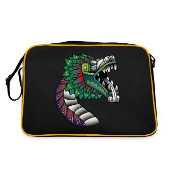 Quetzalcoatl Ancient Aztec feathered snake - Retro Bag - black/gold - Back