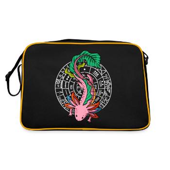 Quetzalcoatl Axolotl Alte aztekische Schlange Maya - Retro Tasche - Schwarz/Gold - Hinten