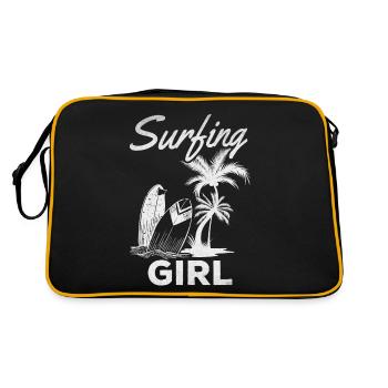 Wave Surfing Mädchen Surfer Mädchen Surfbrett - Retro Tasche - Schwarz/Gold - Hinten