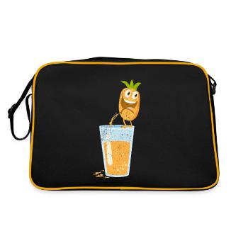 Ananas Tropical Hawaii Cadeau Enfants Hommes Fruit - Sac Retro - noir/or - Dos