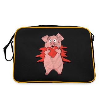 Pig Gift Piglet Kids Piglet Pig Pig - Retro Bag - black/gold - Back