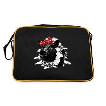 Pig Tshirt Gift Children Women - Retro Bag - black/gold - Back